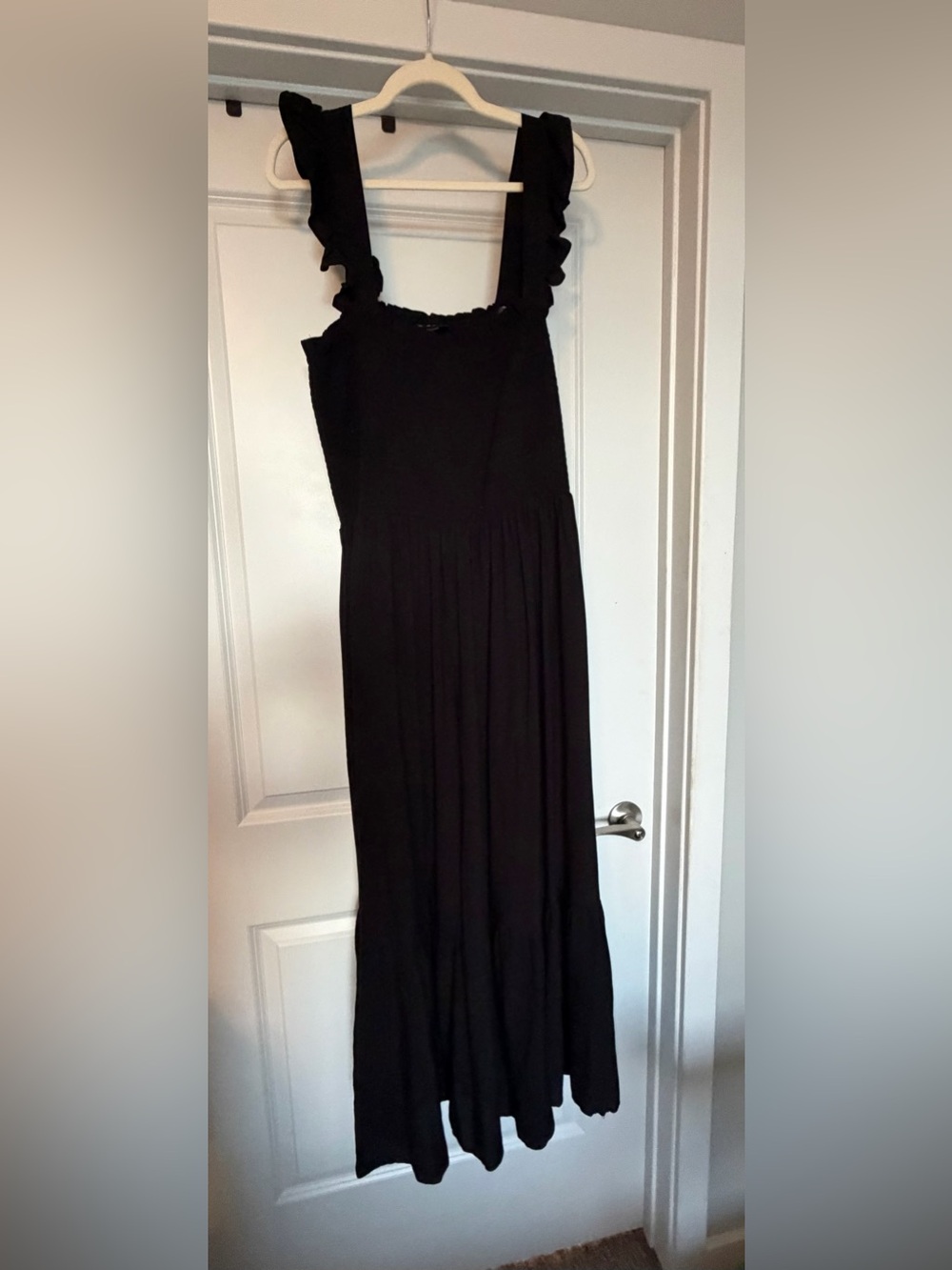 City Chic Black Smocked Ruffle Maxi Dress Plus Size L US 20